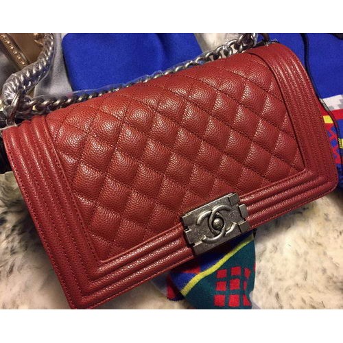 Boy Chanel Flap Shoulder Bag Cannage Pattern A67086 Burgundy