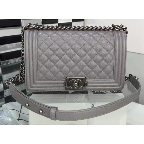 Boy Chanel Flap Shoulder Bag Cannage Pattern A67086 Grey