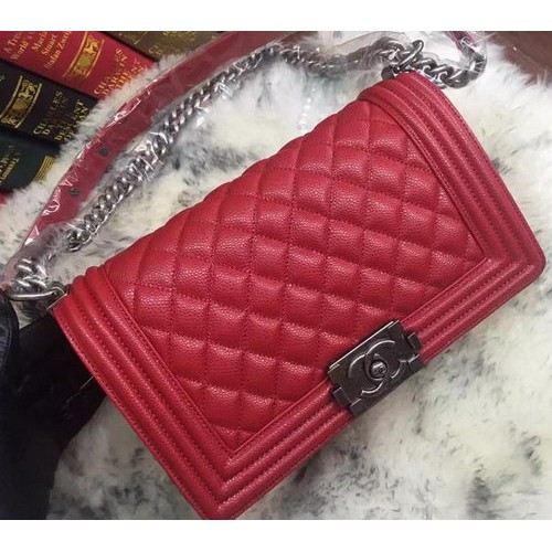 Boy Chanel Flap Shoulder Bag Cannage Pattern A67086 Red