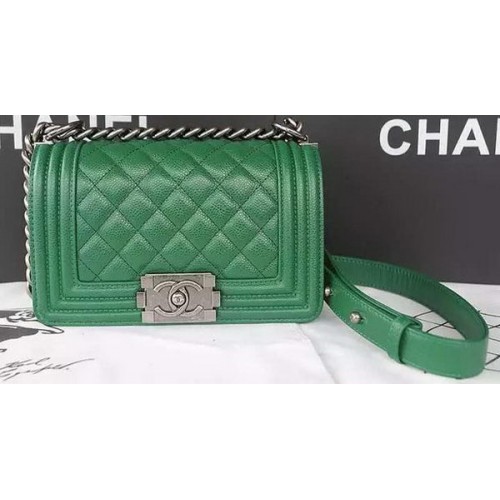 Boy Chanel Flap Shoulder Bag Caviar Leather A67085 Green
