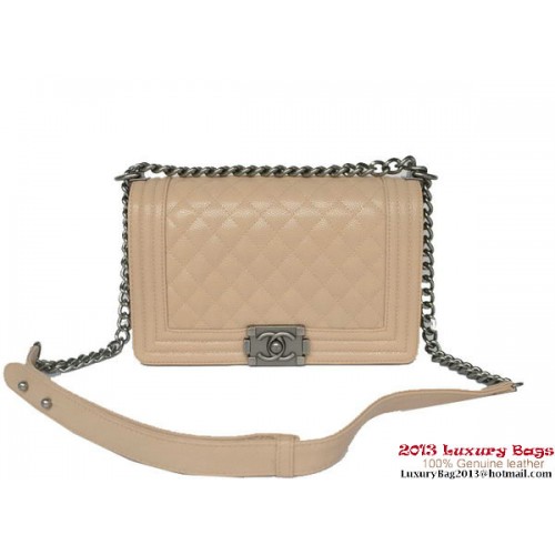 Boy Chanel Flap Shoulder Bag Classic Cannage Patterns A67086 Apricot