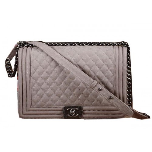 Boy Chanel Flap Shoulder Bag Khaki Nubuck Leather CHA67087 Silver