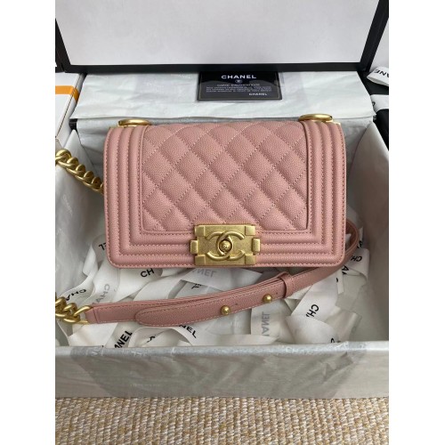 Boy Chanel Flap Shoulder Bag Leather A67085 pink