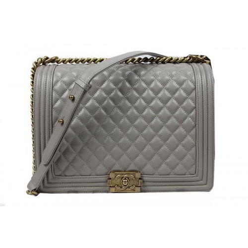 Boy Chanel Flap Shoulder Bag Original Cannage Pattern A67087 Grey