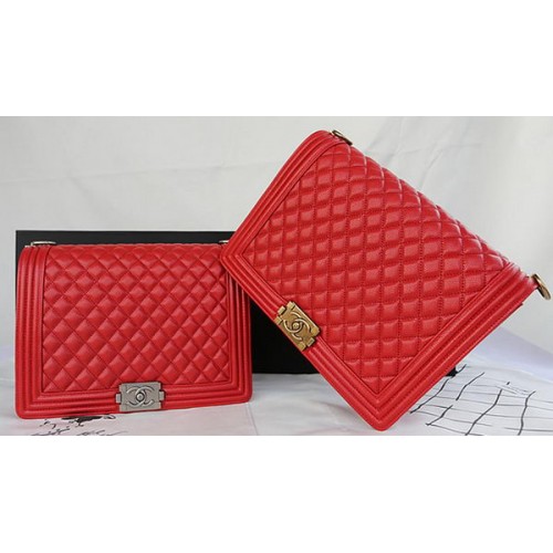 Boy Chanel Flap Shoulder Bag Original Cannage Pattern A67087 Red