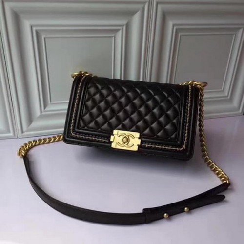 Boy Chanel Flap Shoulder Bag Original Sheepskin Leather A67086 Black