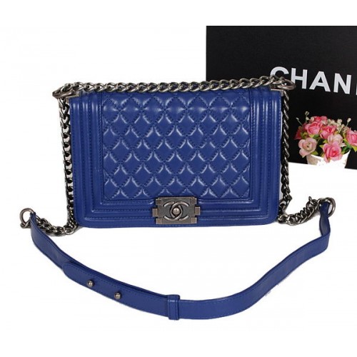 Boy Chanel Flap Shoulder Bag Original Sheepskin Leather A67086 RoyalBlue