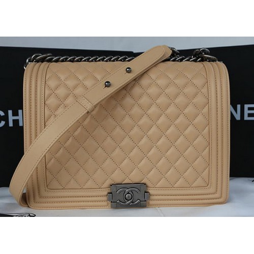 Boy Chanel Flap Shoulder Bag Original Sheepskin Leather A67087 Apricot