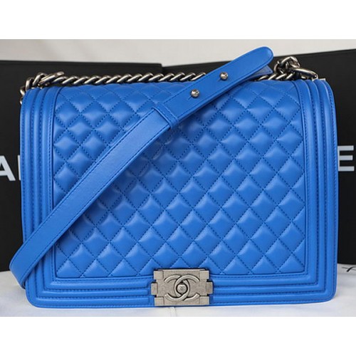 Boy Chanel Flap Shoulder Bag Original Sheepskin Leather A67087 Blue