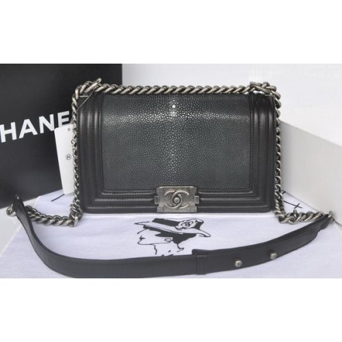 Boy Chanel Flap Shoulder Bag Pearl Leather A66230 Black