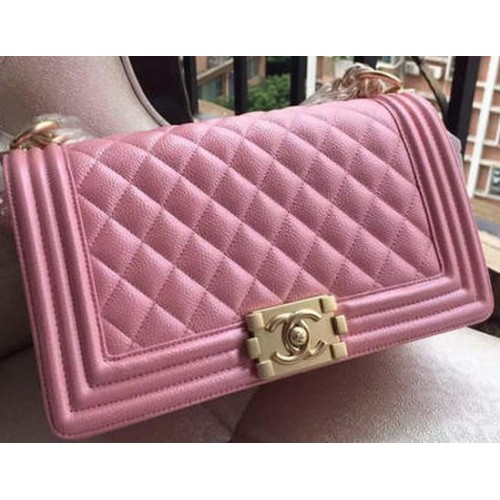 Boy Chanel Flap Shoulder Bag Pink Cannage Pattern A67086 Gold