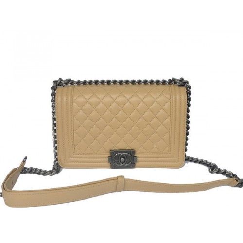 Boy Chanel Flap Shoulder Bag Sheepskin Leather A67086 Apricot