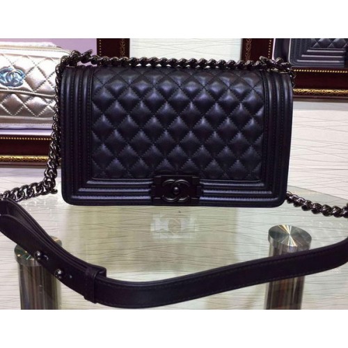 Boy Chanel Flap Shoulder Bag Sheepskin Leather A67086 Black