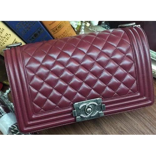 Boy Chanel Flap Shoulder Bag Sheepskin Leather A67086 Burgundy