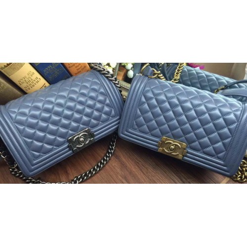 Boy Chanel Flap Shoulder Bag Sheepskin Leather A67086 Light Blue