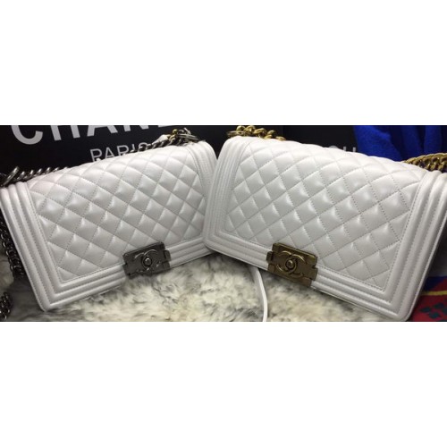 Boy Chanel Flap Shoulder Bag Sheepskin Leather A67086 OffWhite