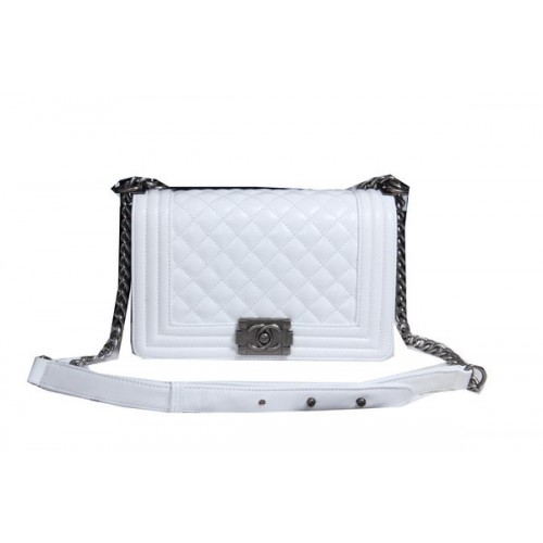 Boy Chanel Flap Shoulder Bag Sheepskin Leather CHA2068 White