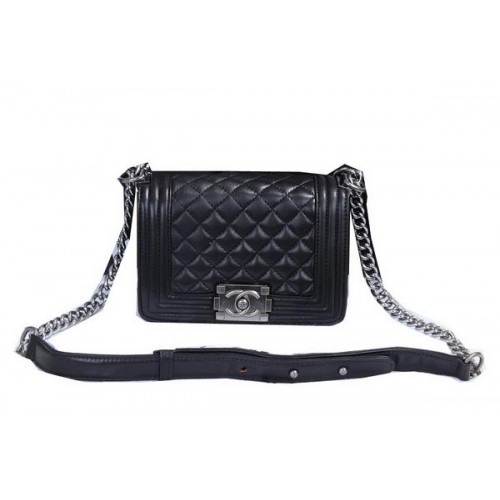 Boy Chanel Flap Shoulder Bag in Sheepskin Leather A62050 Black