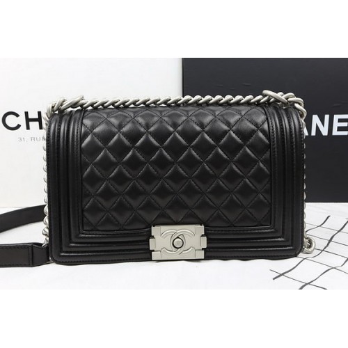 Boy Chanel Flap Shoulder Bags Original Lambskin A67025 Black