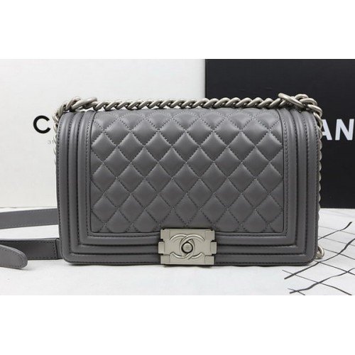 Boy Chanel Flap Shoulder Bags Original Lambskin A67025 Grey
