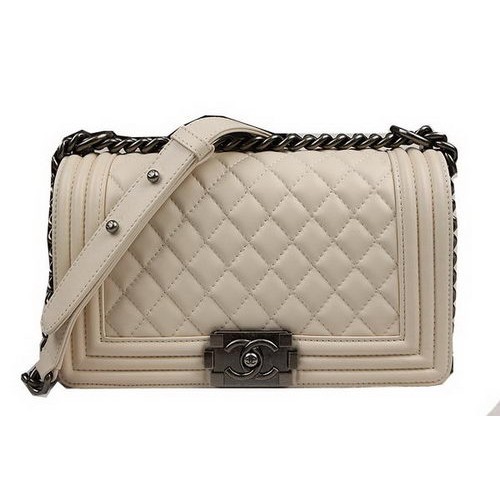 Boy Chanel Flap Shoulder Bags Original Sheepskin Leather A67025 Beige