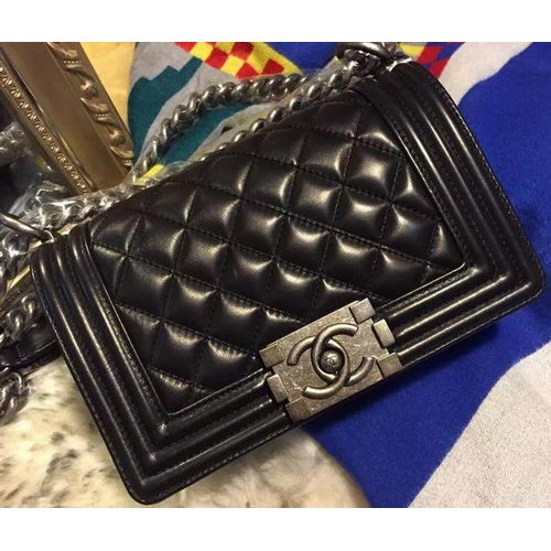 Boy Chanel Flap Shoulder Bags Sheepskin Leather A67085 Black