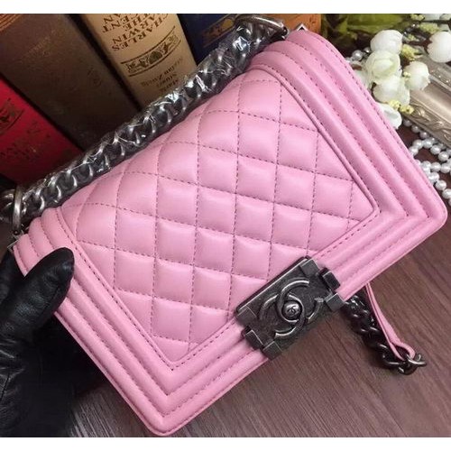 Boy Chanel Flap Shoulder Bags Sheepskin Leather A67085 Pink