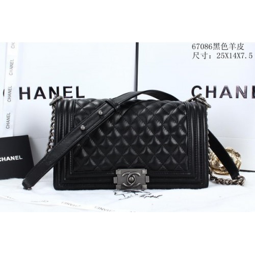 Boy Chanel Flap Shoulder Bags Sheepskin Leather A67086 Black
