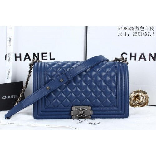 Boy Chanel Flap Shoulder Bags Sheepskin Leather A67086 Blue