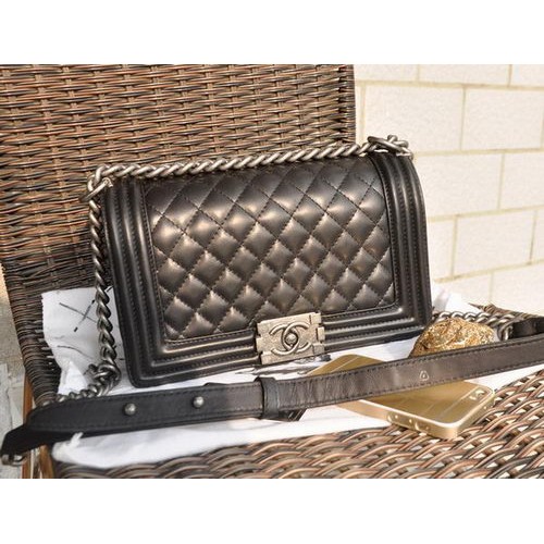 Boy Chanel Original Lambskin Leather Flap Shoulder Bag A67086 Black