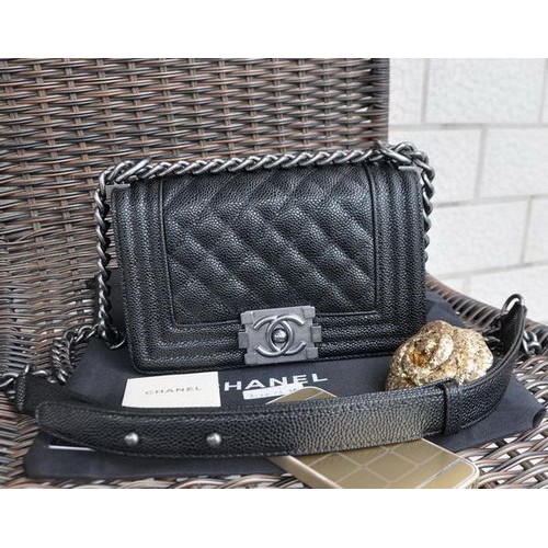 Boy Chanel Small Flap Shoulder Bag Cannage Pattern A67083 Black