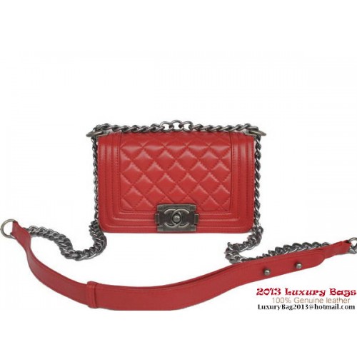Boy Chanel Small Flap Shoulder Bag Sheepskin Leather A67086 Red