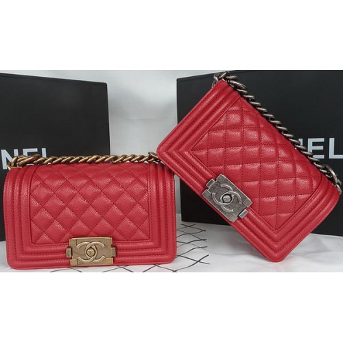 Boy Chanel mini Flap Bag Original Cannage Pattern A67085 Dark Red