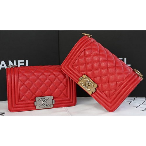 Boy Chanel mini Flap Bag Original Cannage Pattern A67085 Red