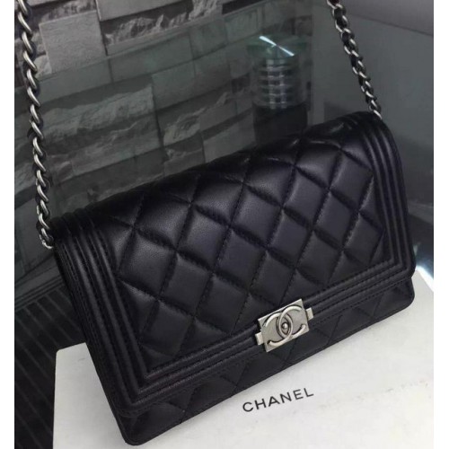 Boy Chanel mini Flap Bag Original Sheepskin A33814 Black