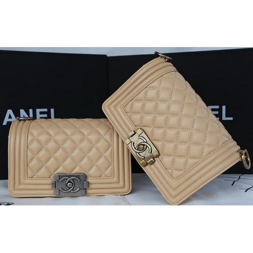 Boy Chanel mini Flap Bag Original Sheepskin A67085 Apricot