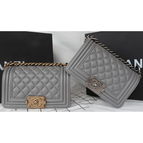 Boy Chanel mini Flap Bag Original Sheepskin A67085 Grey