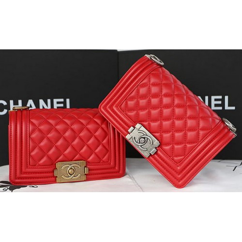 Boy Chanel mini Flap Bag Original Sheepskin A67085 Red