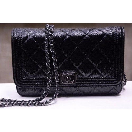 Boy Chanel mini Flap Bags Bright Cannage Pattern A33815 Black