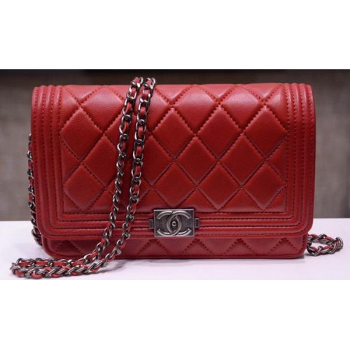 Boy Chanel mini Flap Bags Bright Cannage Pattern A33815 Burgundy