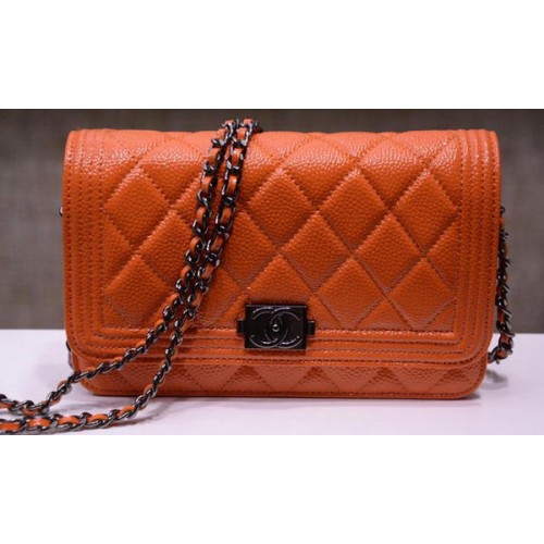 Boy Chanel mini Flap Bags Bright Cannage Pattern A33815 Orange