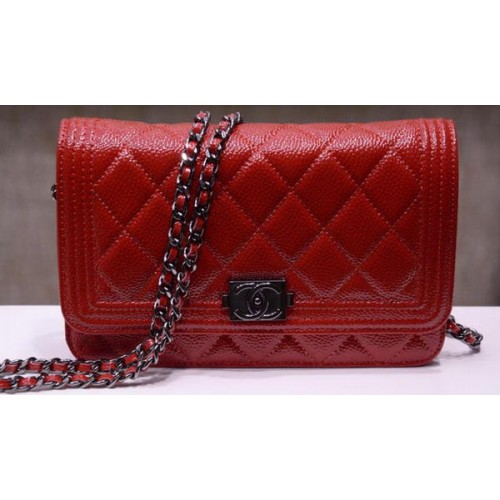 Boy Chanel mini Flap Bags Bright Cannage Pattern A33815 Red