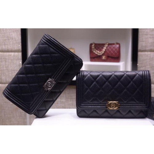 Boy Chanel mini Flap Bags Cannage Pattern A33815 Black