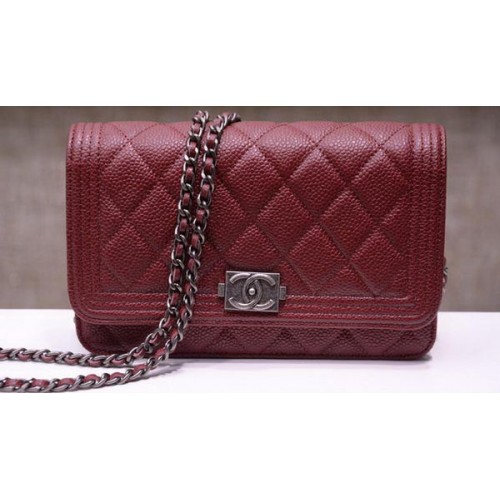 Boy Chanel mini Flap Bags Cannage Pattern A33815 Burgundy