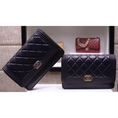 Boy Chanel mini Flap Bags Sheepskin Leather A33815 Black