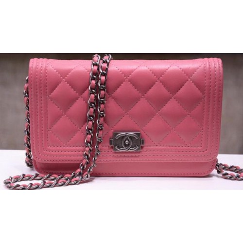 Boy Chanel mini Flap Bags Sheepskin Leather A33815 Pink