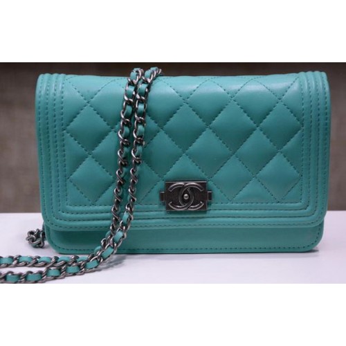 Boy Chanel mini Flap Bags Sheepskin Leather A33815 SkyBlue