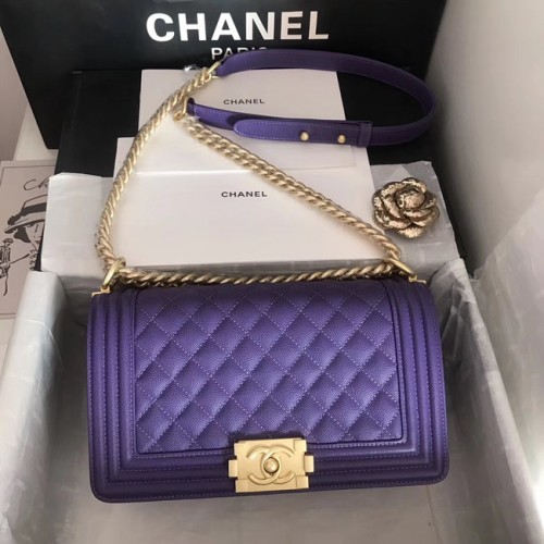 Boy chanel handbag A67086 purple