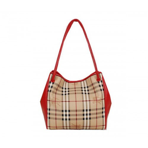 BurBerry Small Haymarket Check Tote Bag B5911 Red