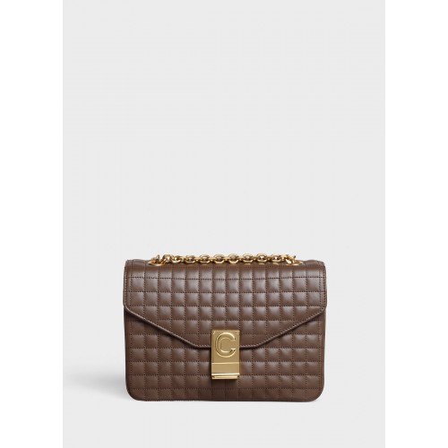 CELINE MEDIUM C BAG IN BICOLOUR QUILTED CALFSKIN CL87253 Khaki
